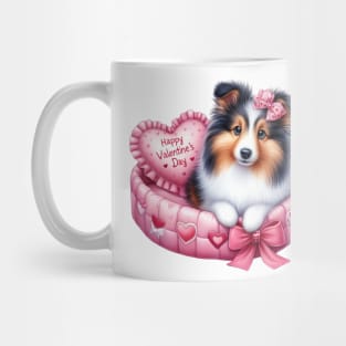 Valentine Shetland Sheepdog in Bed Mug